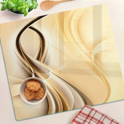 Glass chopping board Abstract waves in shades of beige