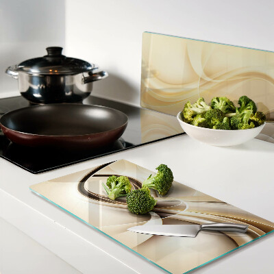 Glass chopping board Abstract waves in shades of beige