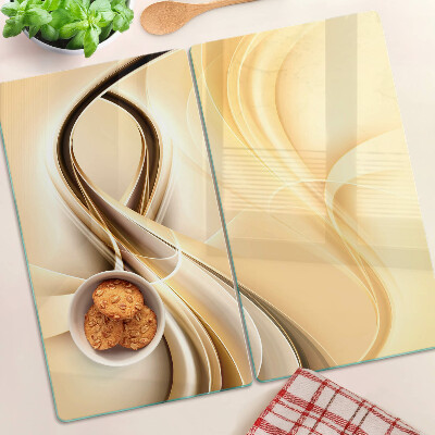 Glass chopping board Abstract waves in shades of beige
