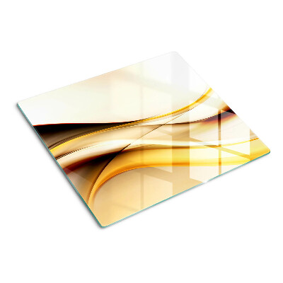 Glass kitchen board Abstract waves in shades of gold