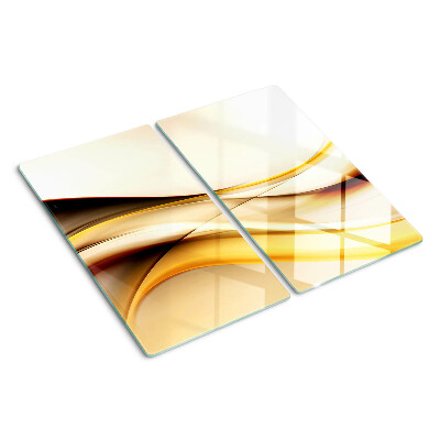Glass kitchen board Abstract waves in shades of gold