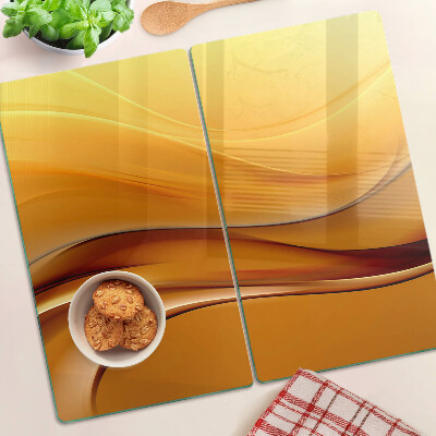 Glass kitchen board Waves in shades of gold