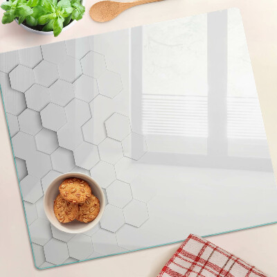 Glass kitchen board Hexagons in shades of gray