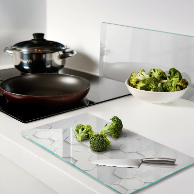 Glass kitchen board Hexagons in shades of gray