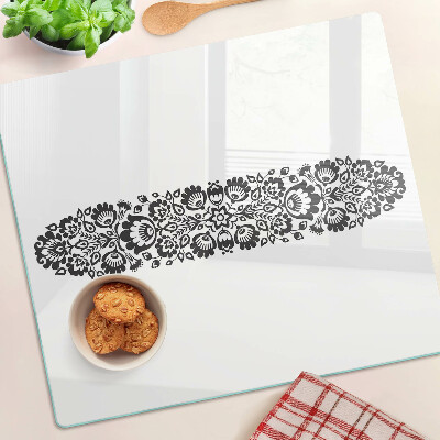 Glass chopping board Floral motif in folk style