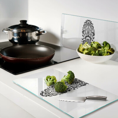 Glass chopping board Floral motif in folk style