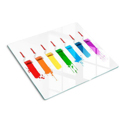 Glass kitchen board A rainbow of paints in brushes