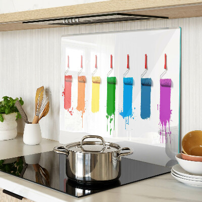 Glass kitchen board A rainbow of paints in brushes