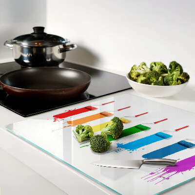 Glass kitchen board A rainbow of paints in brushes