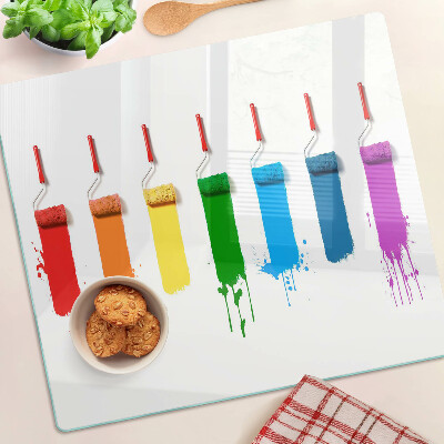 Glass kitchen board A rainbow of paints in brushes