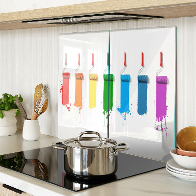 Glass kitchen board A rainbow of paints in brushes