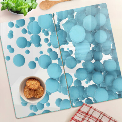 Glass chopping board Bubbles in shades of blue