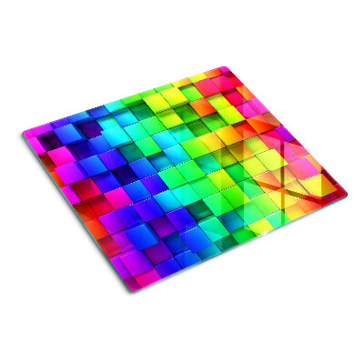 Glass chopping board Rainbow squares in a mosaic