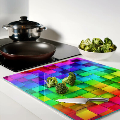 Glass chopping board Rainbow squares in a mosaic