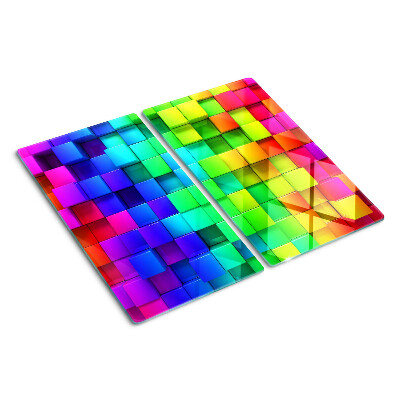 Glass chopping board Rainbow squares in a mosaic
