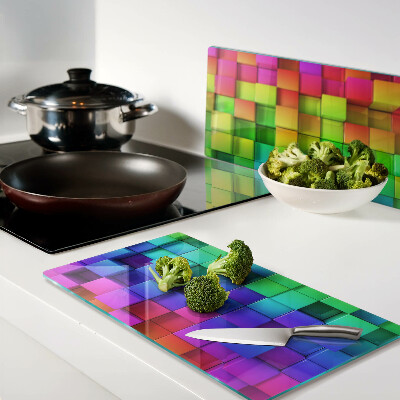 Glass chopping board Rainbow squares in a mosaic