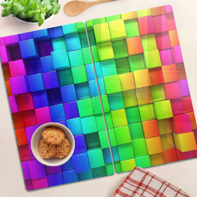 Glass chopping board Rainbow squares in a mosaic