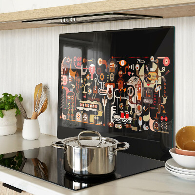 Glass kitchen board Abstract patterns with plant motifs