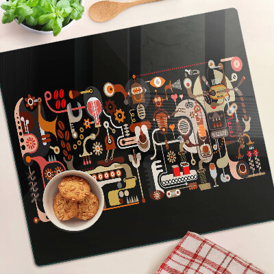 Glass kitchen board Abstract patterns with plant motifs