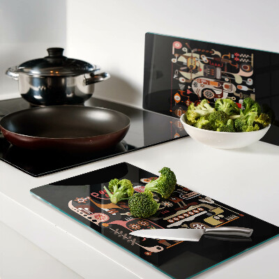 Glass kitchen board Abstract patterns with plant motifs