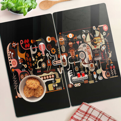 Glass kitchen board Abstract patterns with plant motifs