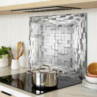 Glass kitchen board Gray and white mosaic