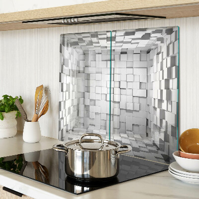 Glass kitchen board Gray and white mosaic