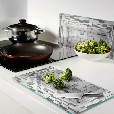 Glass kitchen board Gray and white mosaic