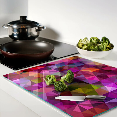 Glass kitchen board Geometry in shades of pink and purple