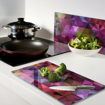 Glass kitchen board Geometry in shades of pink and purple