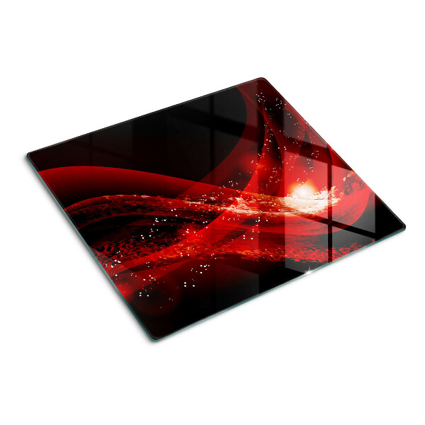 Glass chopping board Red waves with light effect