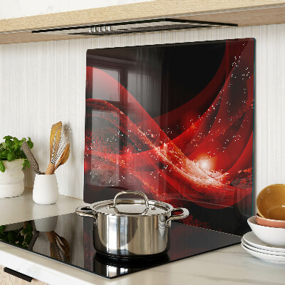 Glass chopping board Red waves with light effect