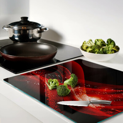 Glass chopping board Red waves with light effect