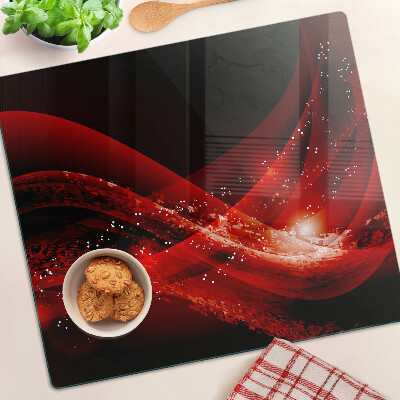 Glass chopping board Red waves with light effect