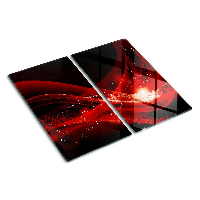Glass chopping board Red waves with light effect
