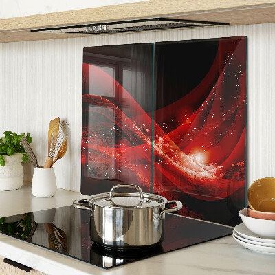 Glass chopping board Red waves with light effect