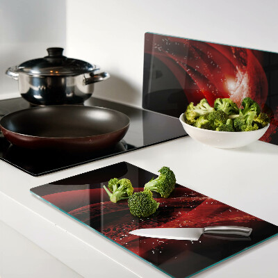 Glass chopping board Red waves with light effect