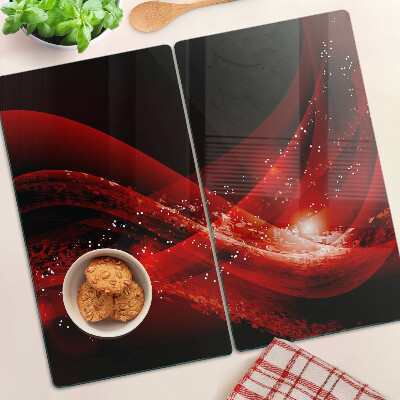Glass chopping board Red waves with light effect