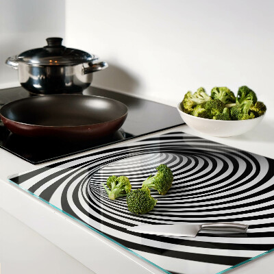 Glass kitchen board Spiral pattern in shades of black and white