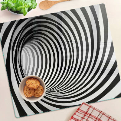 Glass kitchen board Spiral pattern in shades of black and white