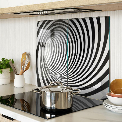 Glass kitchen board Spiral pattern in shades of black and white