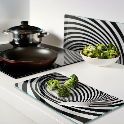 Glass kitchen board Spiral pattern in shades of black and white