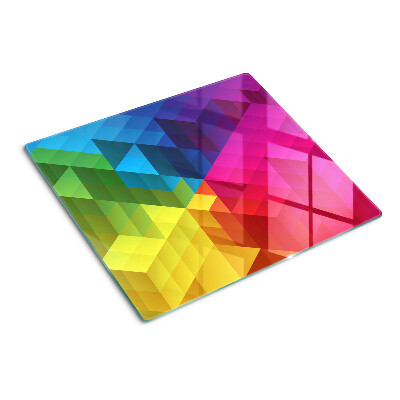 Glass kitchen board Colorful geometry in triangles