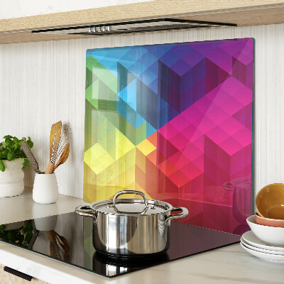 Glass kitchen board Colorful geometry in triangles