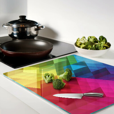 Glass kitchen board Colorful geometry in triangles