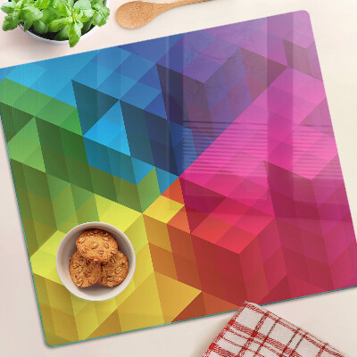 Glass kitchen board Colorful geometry in triangles