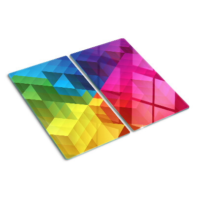 Glass kitchen board Colorful geometry in triangles