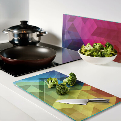 Glass kitchen board Colorful geometry in triangles