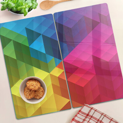 Glass kitchen board Colorful geometry in triangles