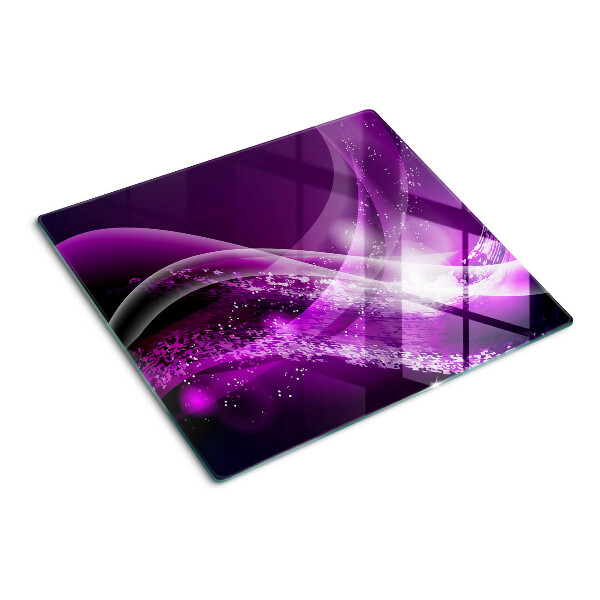 Glass kitchen board Purple waves with light effect